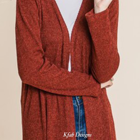 ❤️LAST ONE! Soft Longline Open Pumpkin Spice Cardigan with Side Slits! - Picture 8 of 8